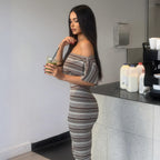 Summer Women Striped Sexy Tube Top off Shoulder Short