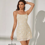 Sequin Backless Spaghetti-Strap Party Dress