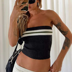 Women's Striped Color-Block Knitted Tube Top