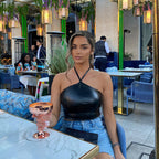 Women's Autumn Faux Leather Tight Elastic Strap Tube Top Wrapped Chest Leather Top