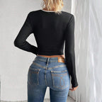 Women's Simple All Match T Shirt Slim Fit Short Cropped Top