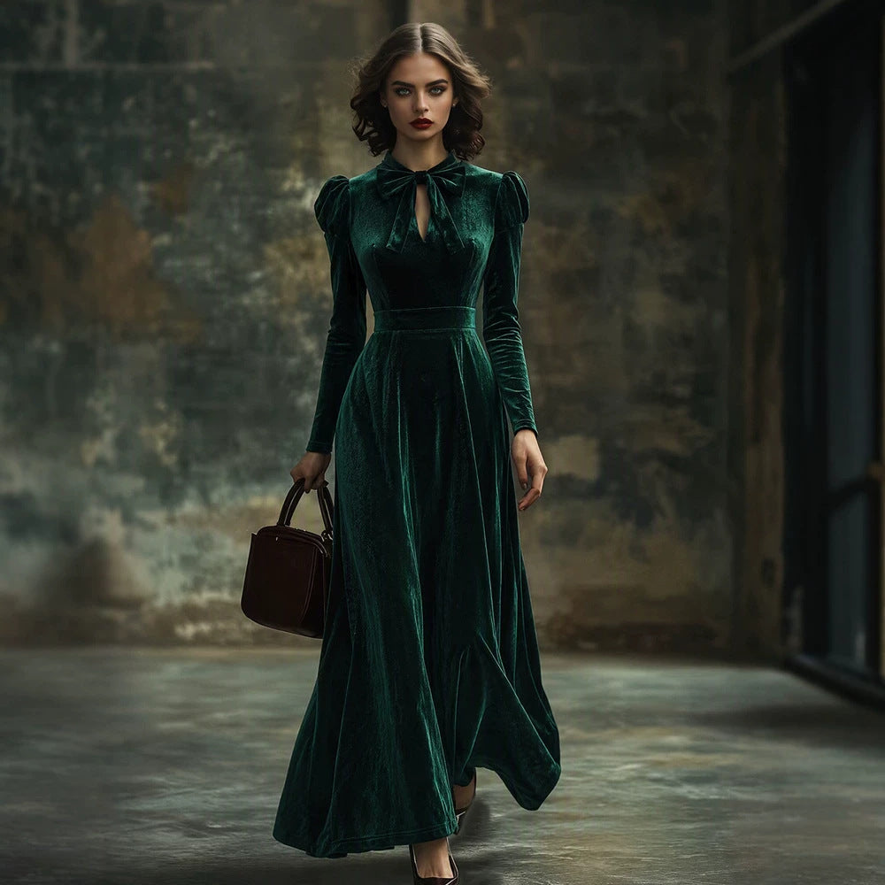 Vintage Bow Neckline Elegant Dress