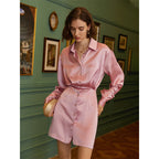 Women's Button-Front Satin Collared Mini Dress