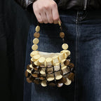Women's Handmade Beaded Fritillary Bag Spring Summer Dinner Shell Bag Hollow Out Cutout Handbag Shell Women Bag