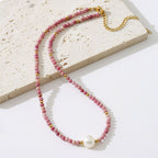 Rhodochrosite Pearl Necklace