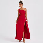 Lace-Up Backless One-Shoulder Maxi Dress