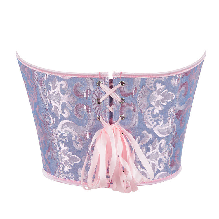 Women's Blue Printed Boned Tube Top