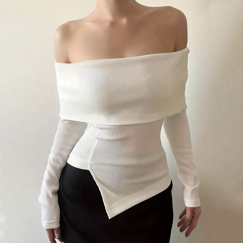 Women's Off Shoulder T-Shirt Slimming Bottoming Shirt