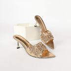 Women's Black Rhinestone Pointed-Toe Heels