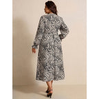 Women's Plus Size Zebra Print V-Neck Midi Dress
