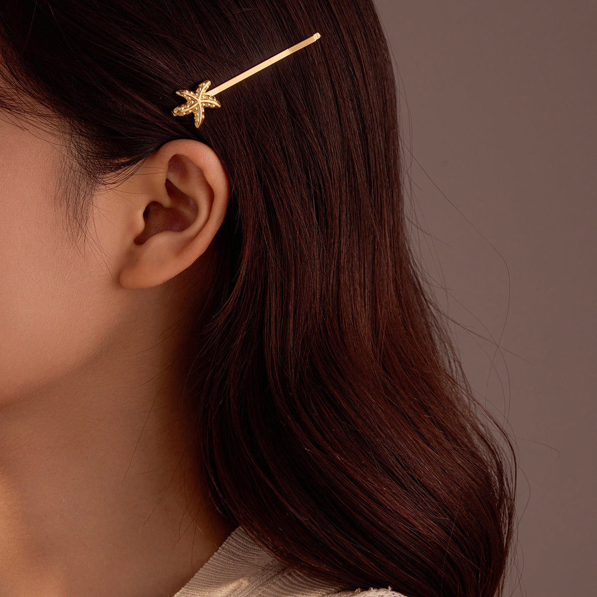 Stainless Steel Starfish Barrettes High Sense 18k Gold Plating Cropped Hair Clip Barrettes Bang Side Clip Word Clip Women