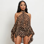 Women Clothing Summer Sexy Printed off Shoulder Long Sleeve