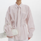 Printed Striped Shirt Polo Collar Long Sleeve