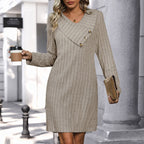 Women's Button-Front V-Neck Dress