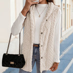 Women's Hooded Lambswool Vest With Side Slits