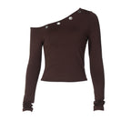 Women's Asymmetric One-Shoulder Long Sleeve Top