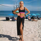 Women's Pink Wave Ruffle High Waist Bikini