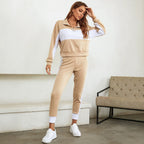 Women's Color-Block Collared Jacket Set