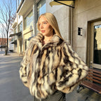 's Artificial Fur Jacket Autumn Winter Black White Top Fuzzy Coats