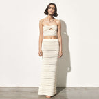 Women's Hollow Out Cutout See Top and Skirt Two-Piece Set
