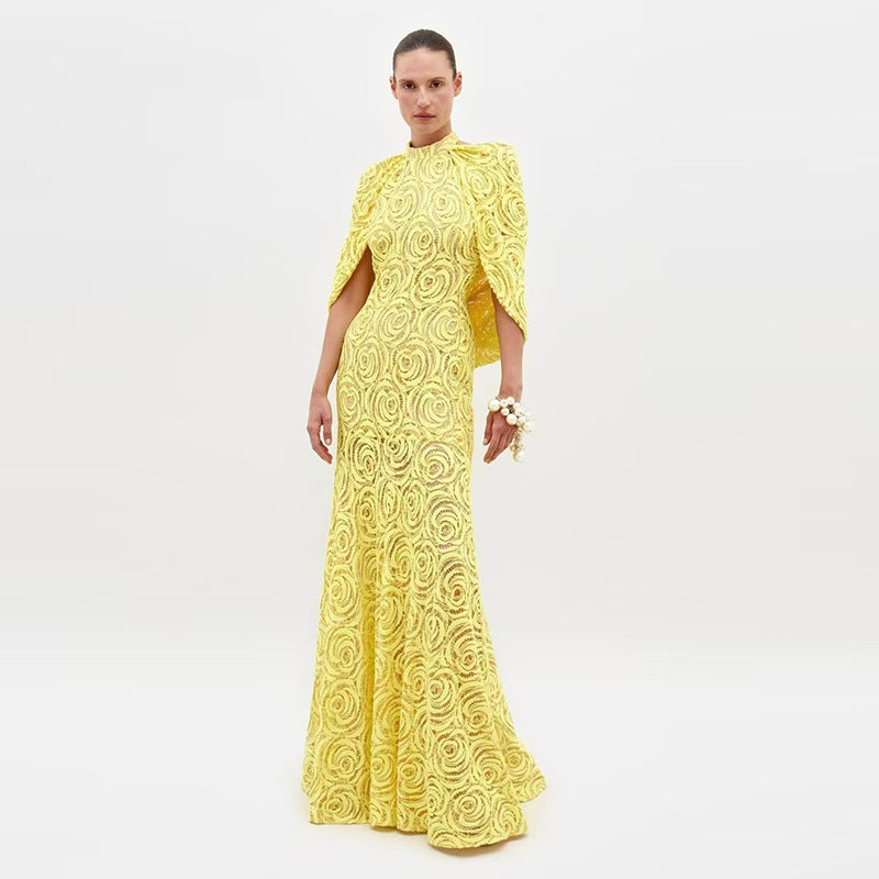 Women's Embroidered Sheer Halter Dress