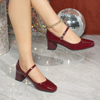 Women's 's Regen Chunky Heel Pumps Patent Leather Chunky