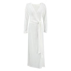 Autumn Comfort Loose Knitted Nightgown Breathable Long Sleeves Lace up Soft Outerwear Homewear