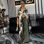 Personalized Printed Loose Cardigan Top Wide Leg Pants Two Piece Sets