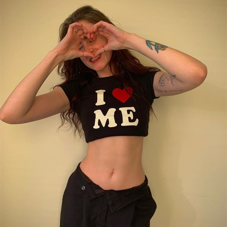 Women’s Letter Graphic Cropped T Shirt