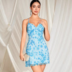 Beaded Sequin Backless V-Neck Mini Dress