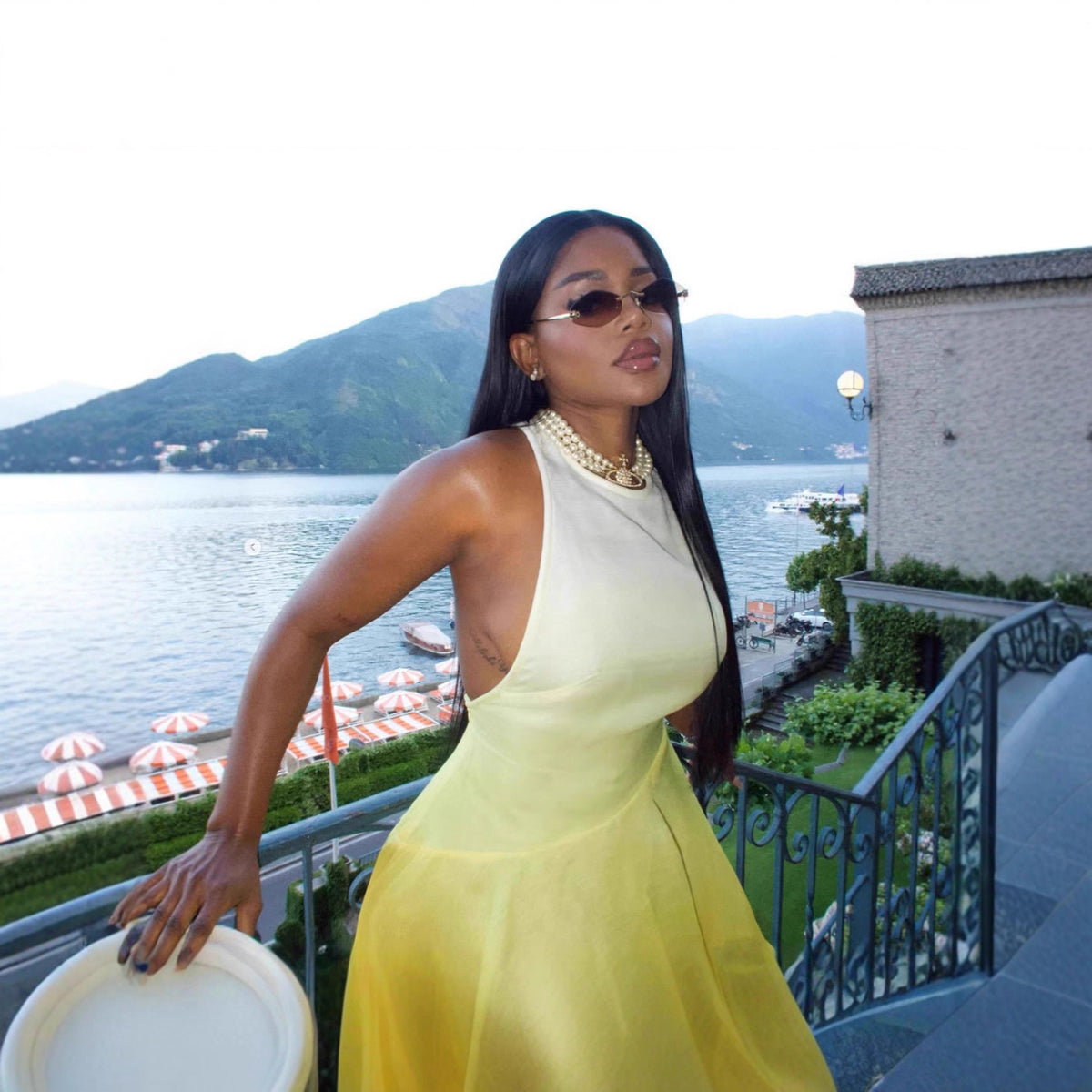 Vacation Printing Gradient Sling Dress