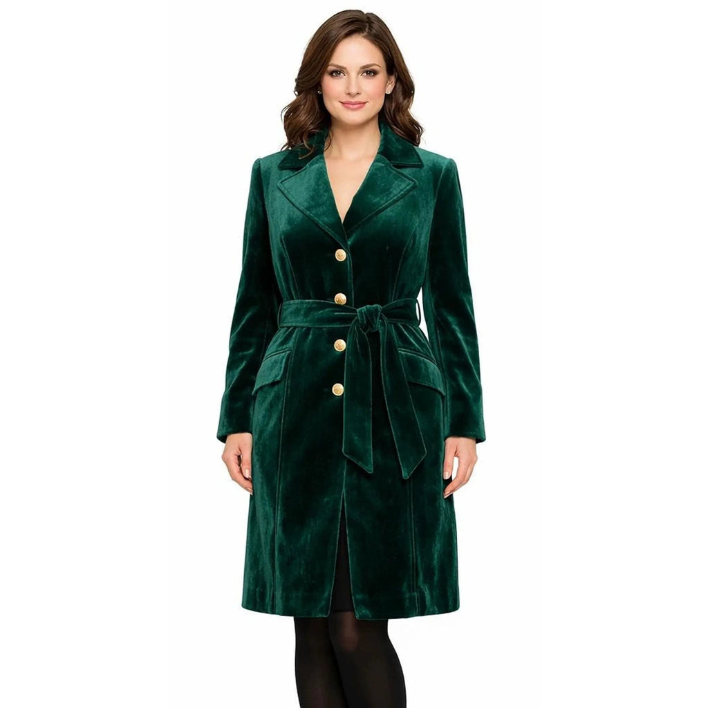 Women's Velvet Long Trench Coat