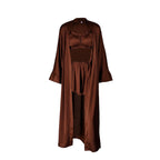 Women's Satin Ruffle Three-Piece Pajama Set