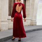 Women's Velvet Dress High Grade Backless Maxi Dress