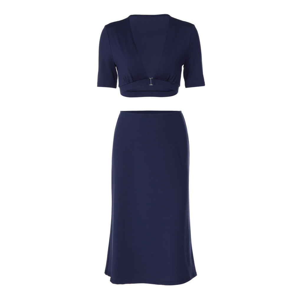 Women's Deep-V Top & Sheath Skirt Set