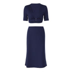 Women's Deep-V Top & Sheath Skirt Set