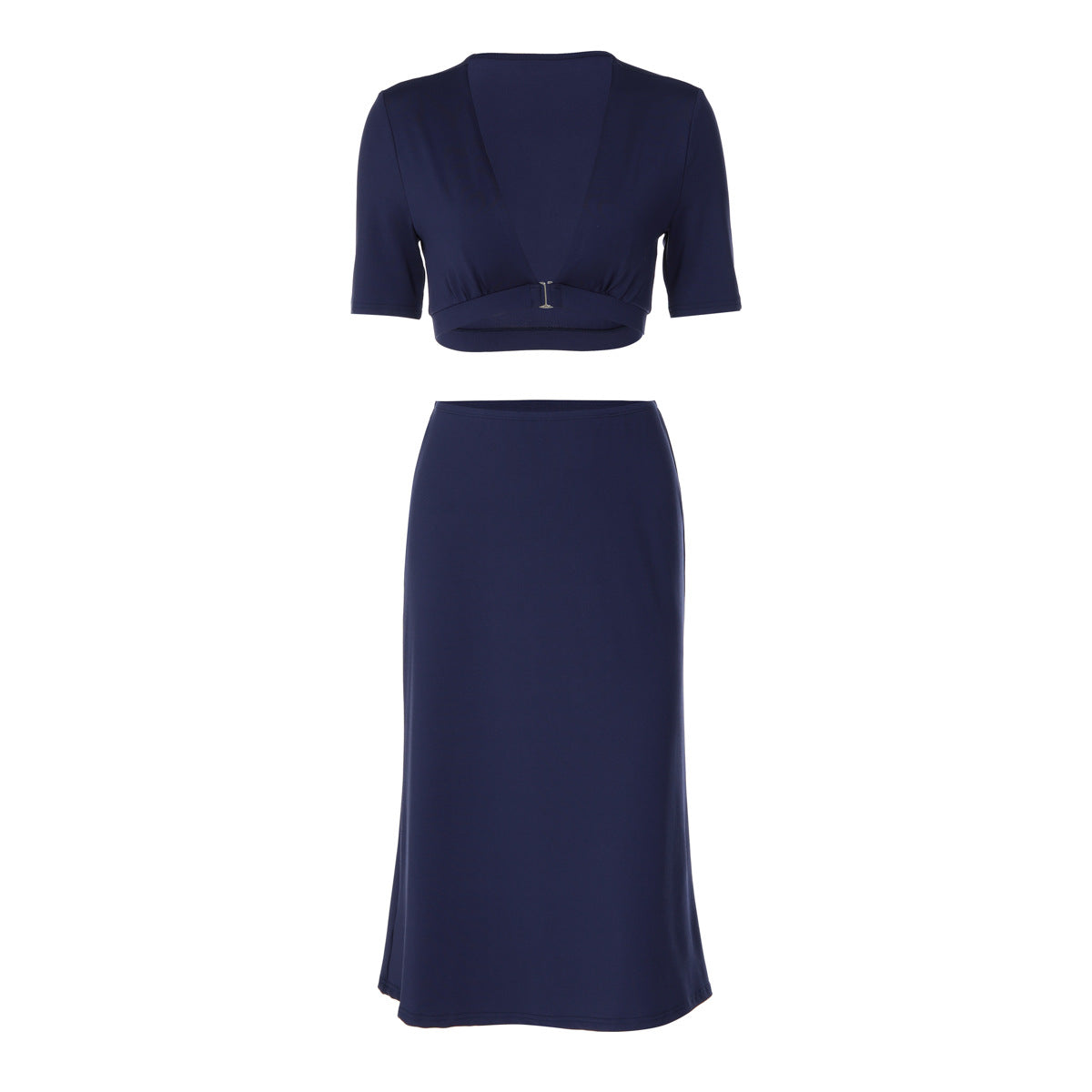 Women's Deep-V Top & Sheath Skirt Set
