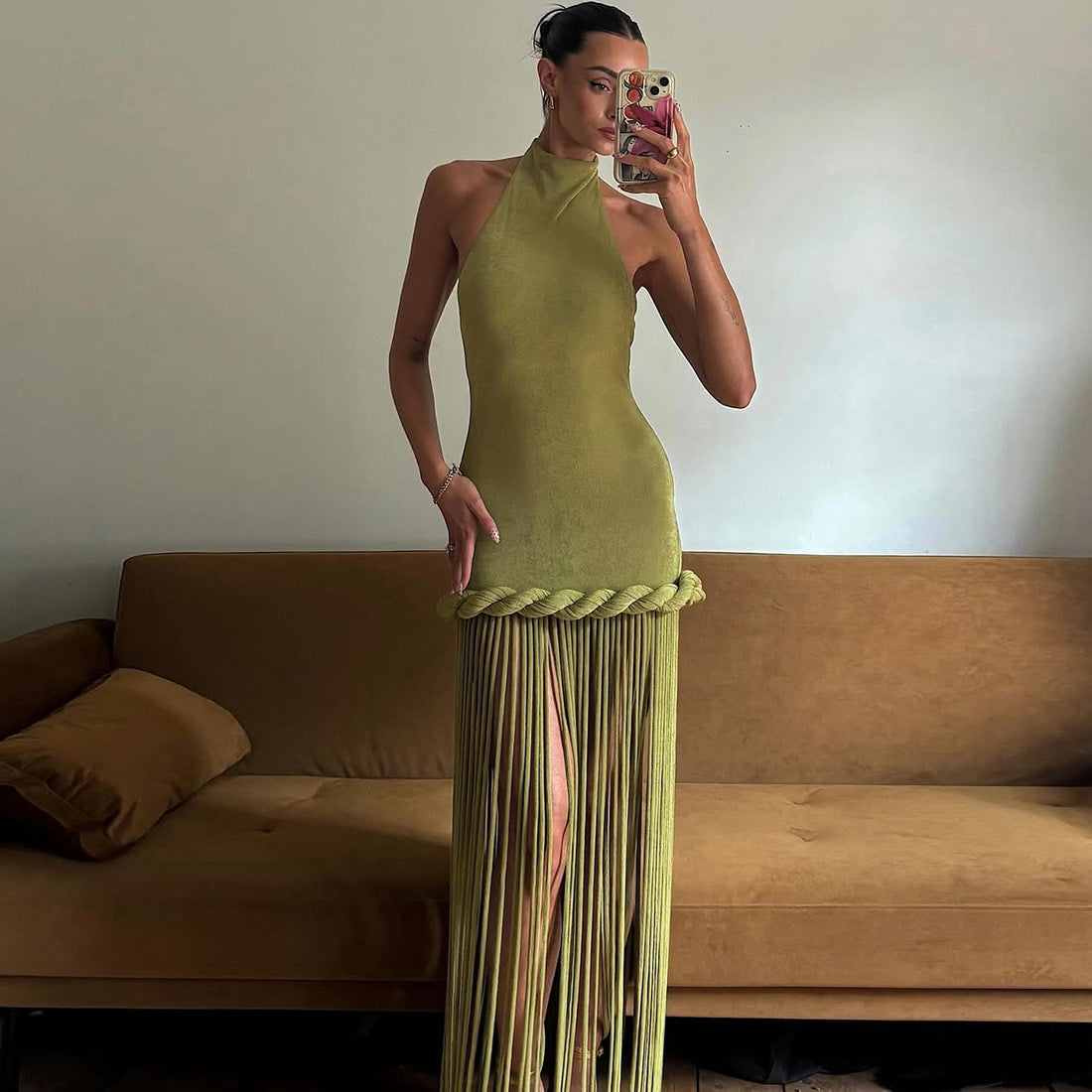 Women's Backless Halter Dress