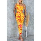 Women's Printed Elastic-Shoulder Dress