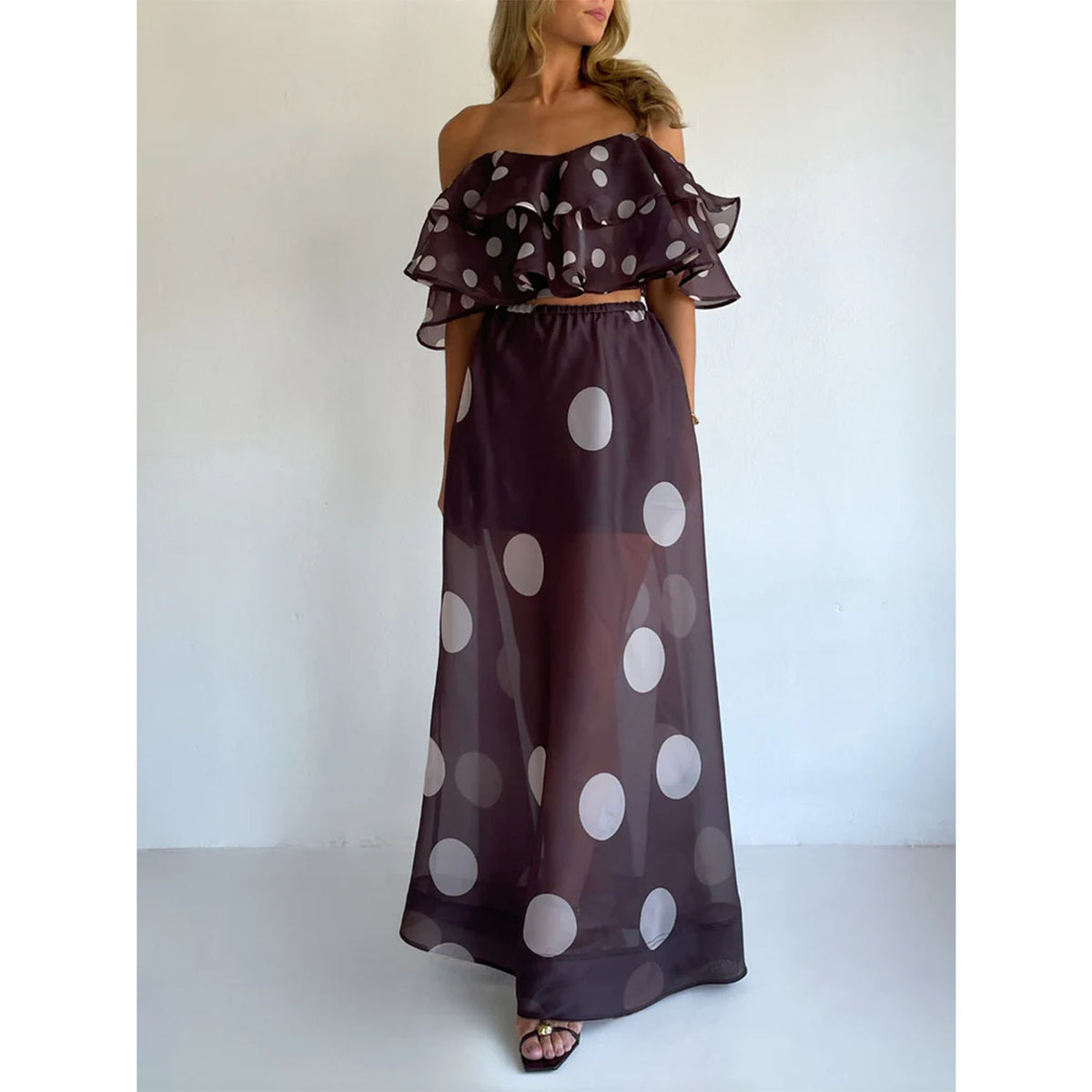 Women's Tube Top Irregular Asymmetric Pattern Print Top