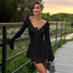 Women's Pointed-Collar Bell-Sleeve Dress