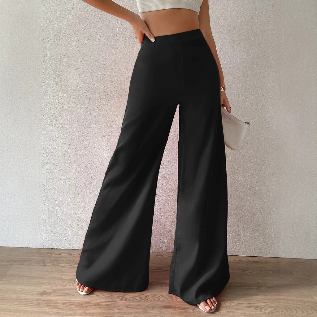 Lazy Loose Small Wide Leg Pants Draping Effect Office Simple Thin Straight Casual Pants