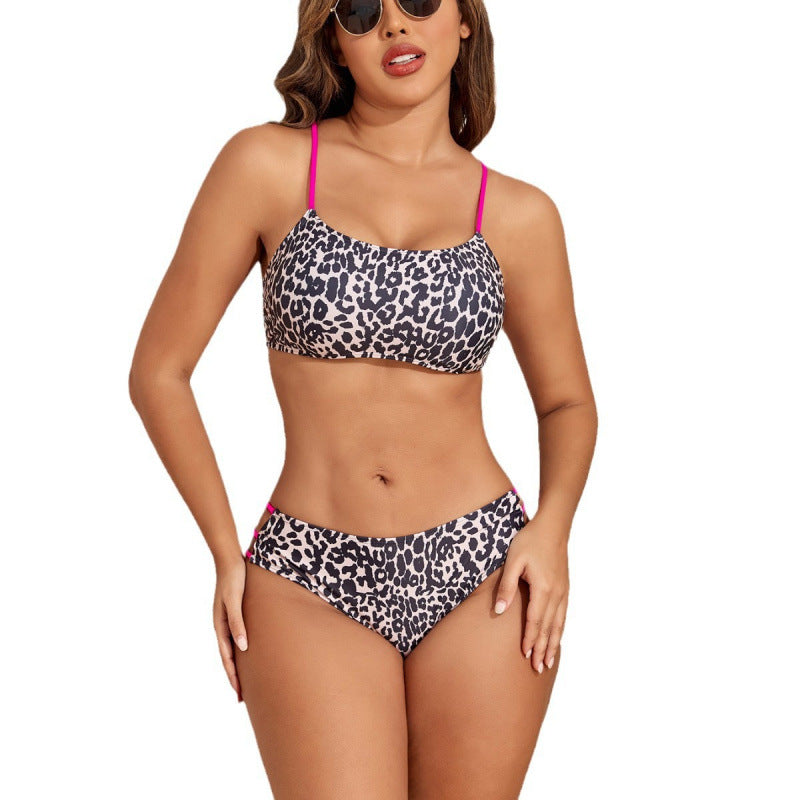 Split Leopard One-piece Swimwear
