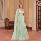 Floor Sleeve Applique Dress Chiffon Maxi Dress Fishtail Bridesmaid Cocktail Evening Dress