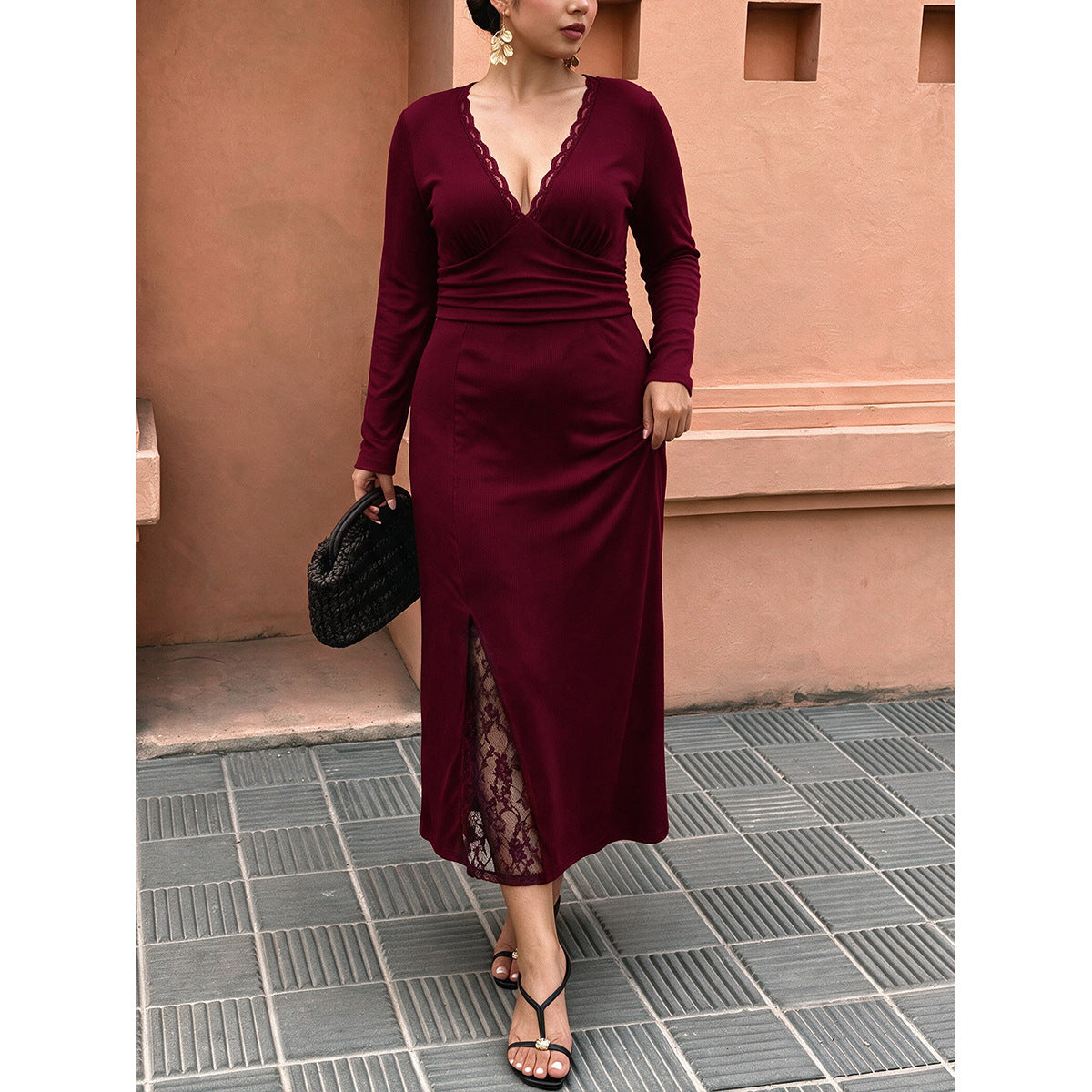 Lace V-Neck Maxi Dress