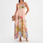 Printed Spaghetti-Strap Swing Dress