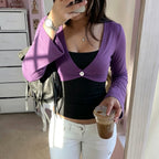 Women's Contrast Colors False Two Piece Flare Sleeve T Shirt Summer