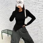 Women's Asymmetric Hem Long-Sleeve Top