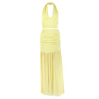 's Solid Color V Neck Sleeveless Skirt Set Halter Package Hip Cropped