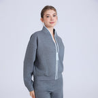 Women's Contrast-Trim Zip-Up Sports Jacket